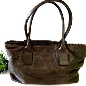 Falor Brown Stamped Leather Shoulder Bag